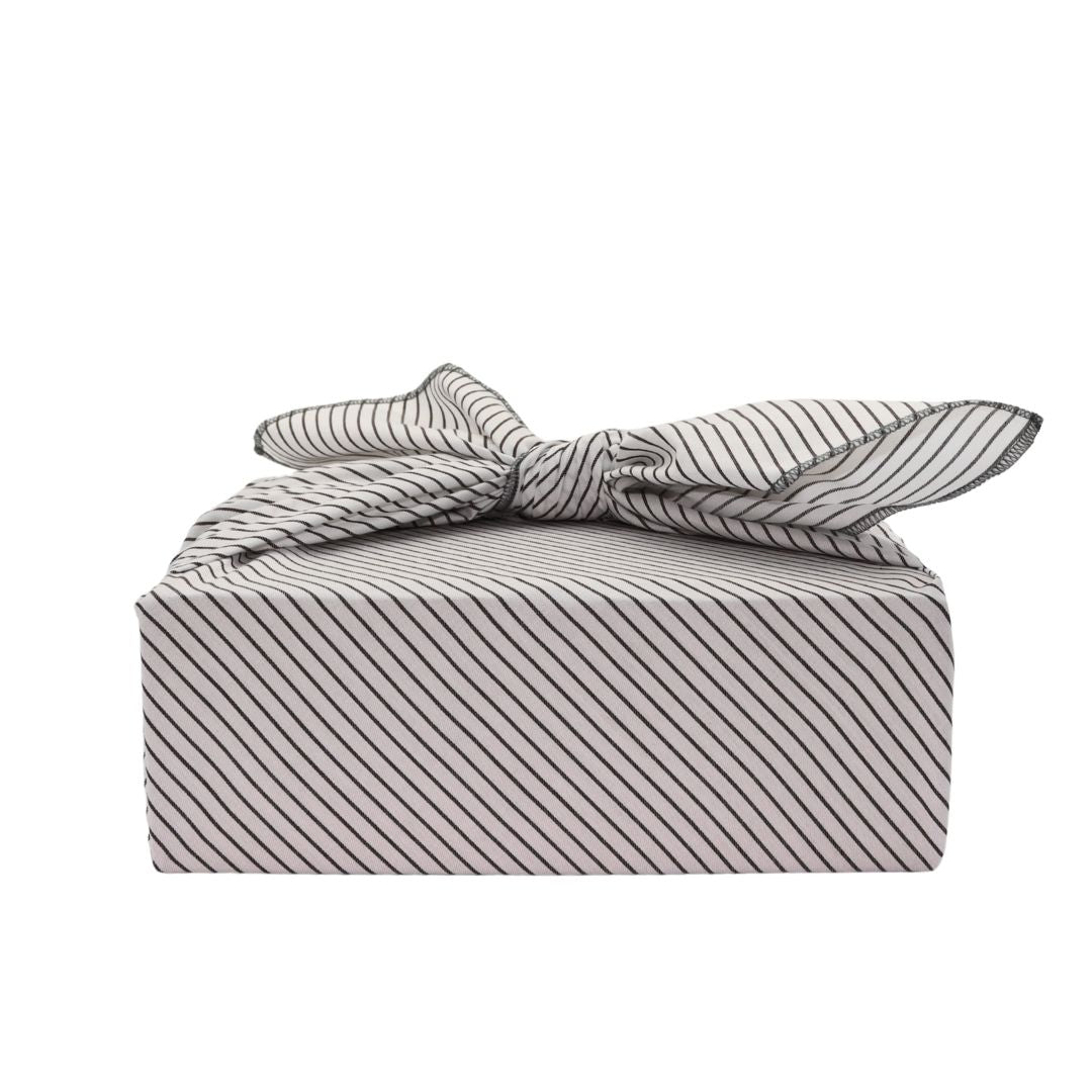 Emballage cadeau réutilisable Furoshiki - Rayures - Blanc rayé brun
