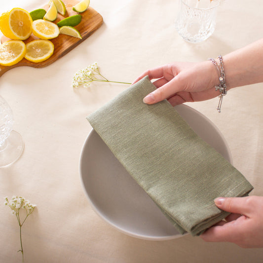 Ensemble de 2 serviettes de table - Lin eucalyptus