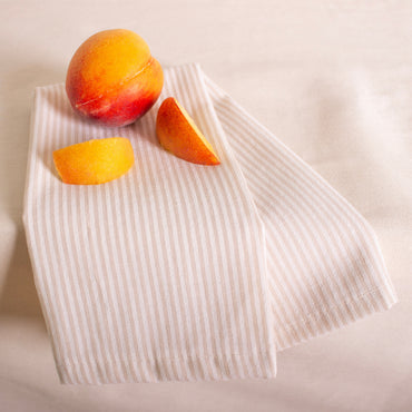 Ensemble de 2 serviettes de table - Rayures sable et crème