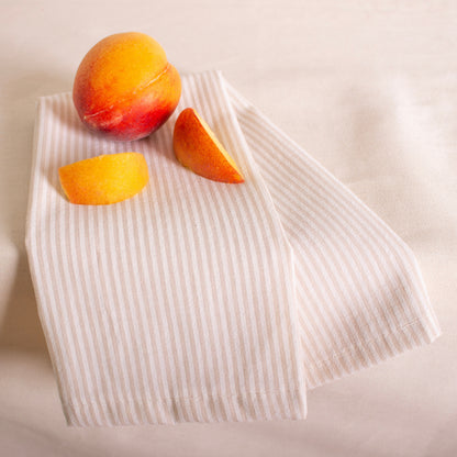 Ensemble de 2 serviettes de table - Rayures sable et crème