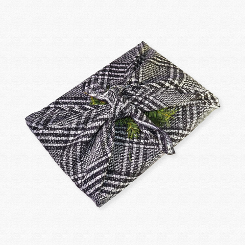 Reversible Furoshiki - Frost - Reusable gift wrap made of salvaged fabric