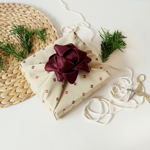 Furoshiki - Fall - Reusable gift wrap made of salvaged fabric