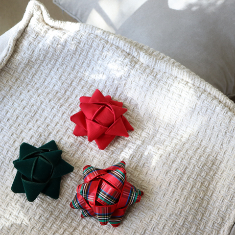 Gift Bows Trio - made of salvaged fabric - Christmas 